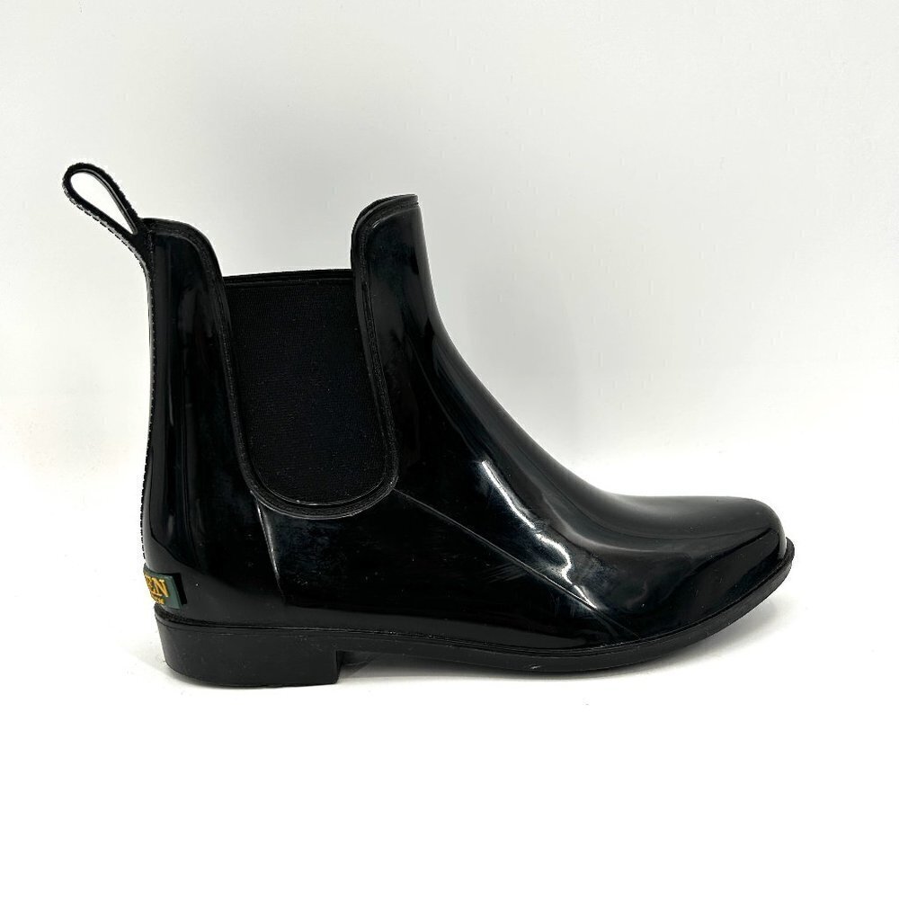 LAUREN RALPH LAUREN Women's Black Tally Ankle Rain Boots Waterproof Size 10